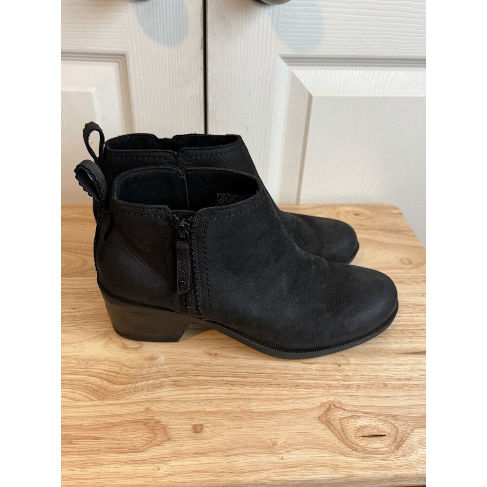 Teva Anaya Suede Booties Boot Waterproof Leather Ankle Size 9.5 Black Western